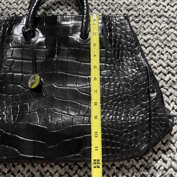 Furla Black Crocodile-Embossed Leather Tote Bag Chic - Picture 3 of 8